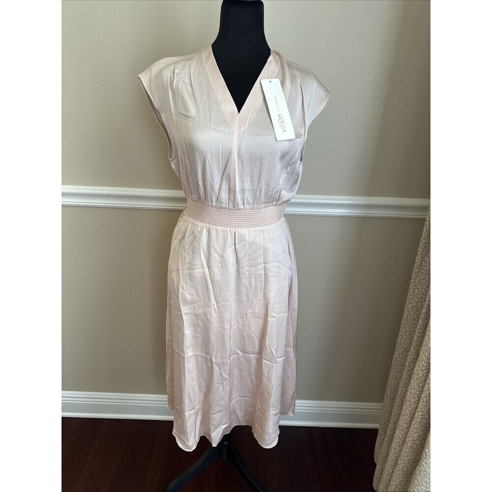 Goelia Woman’s Silk Lined minimal Regency core Dress Size S Light Pink